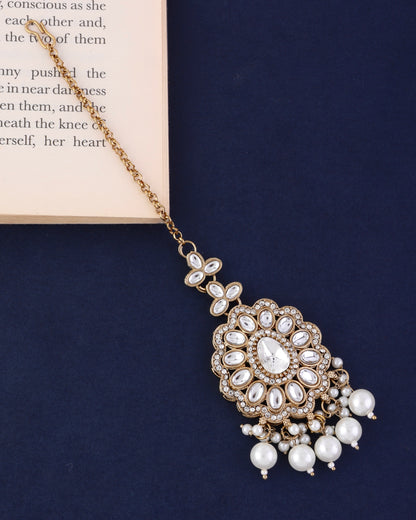 Manjot Premium Zircone Kundan Pearl Mangteeka