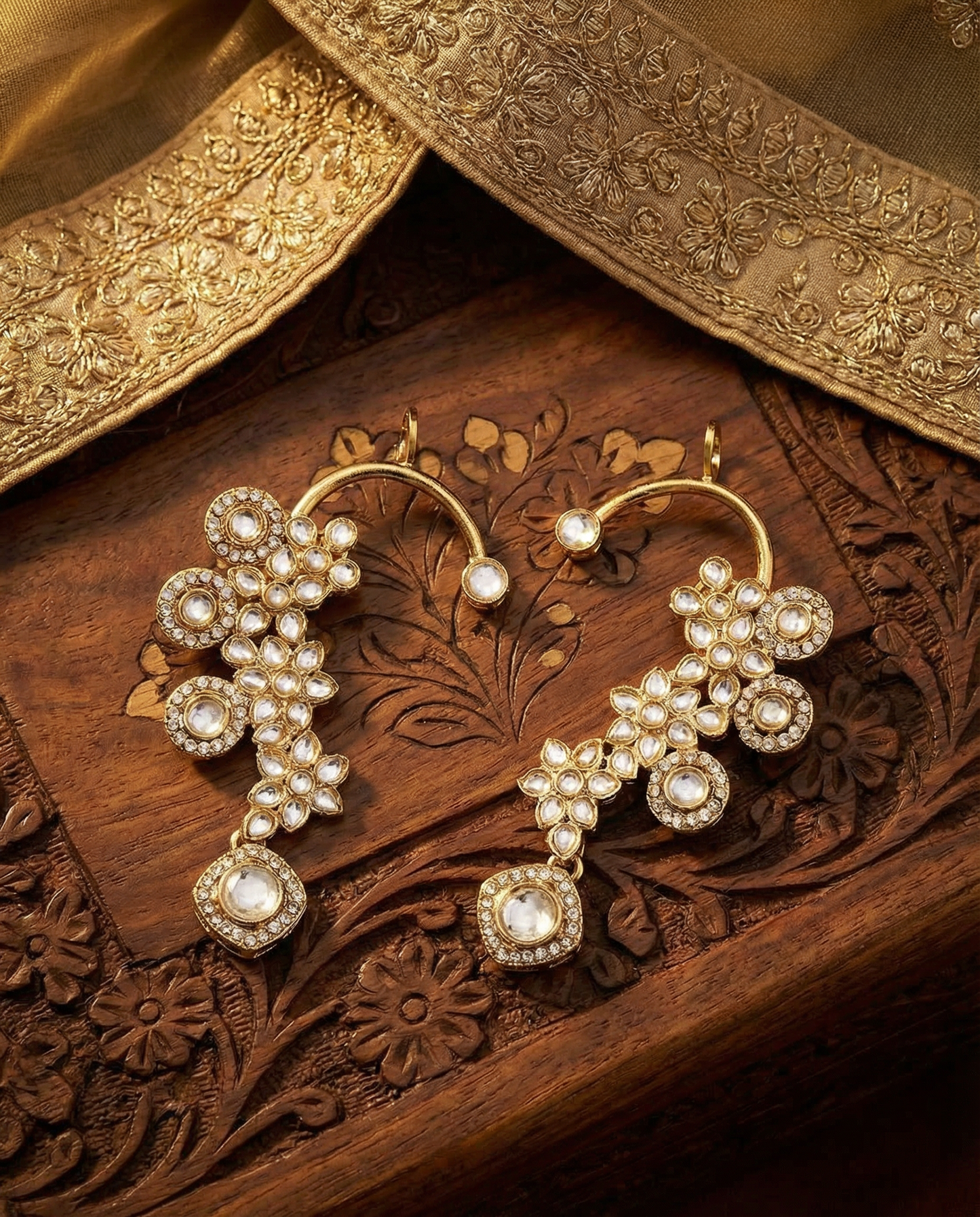 Silver Kastoori Designer Ear Cuff Earring