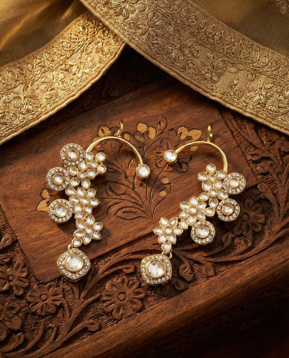 Silver Kastoori Designer Ear Cuff Earring
