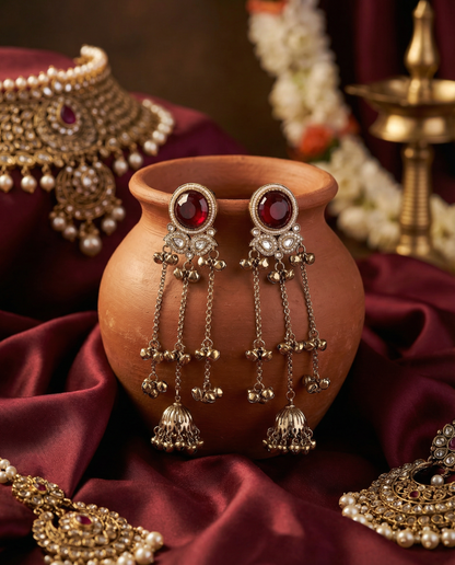 Ruby Mahima Kashmiri Look Ghunghru Jhumka Earring