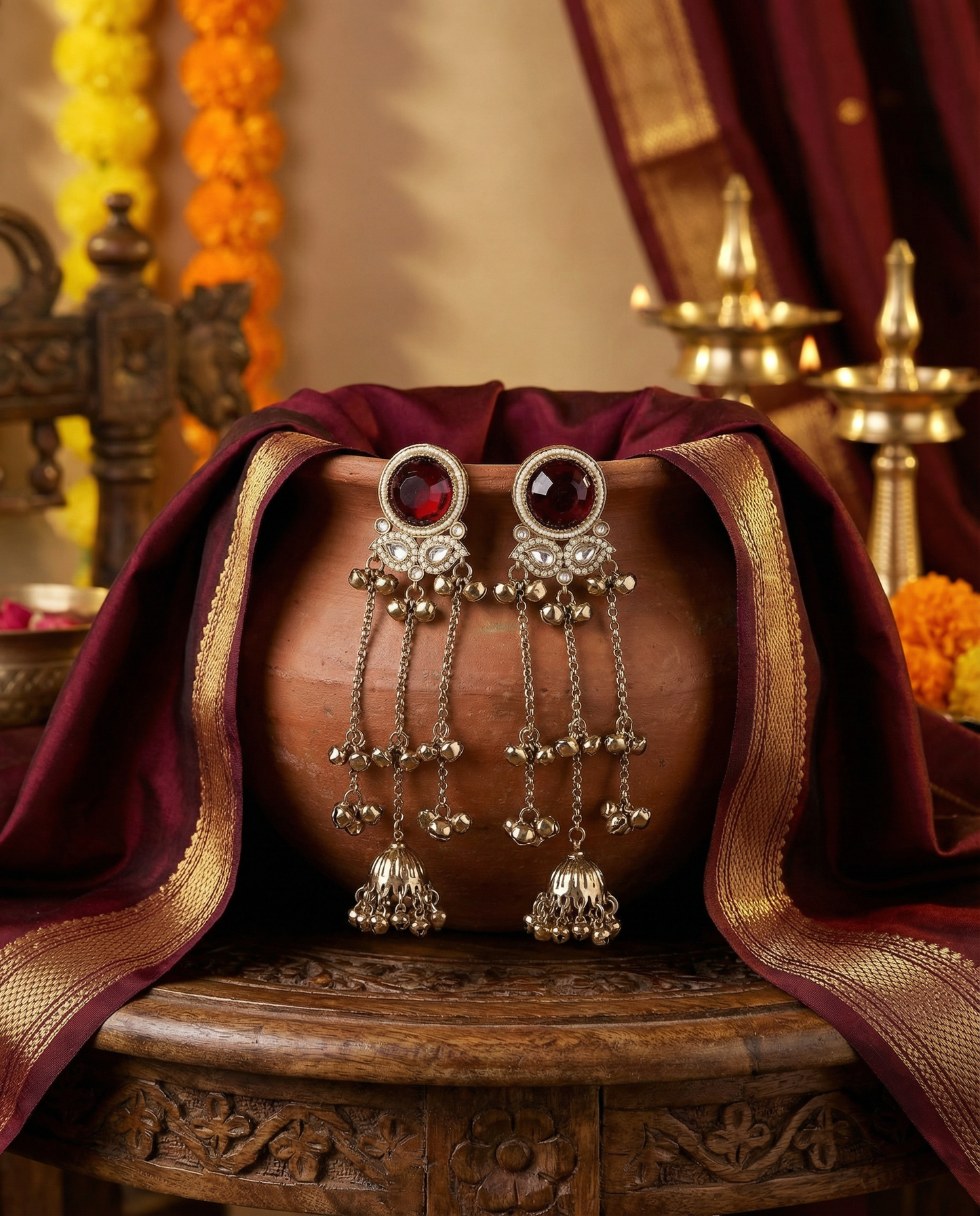 Ruby Mahima Kashmiri Look Ghunghru Jhumka Earring