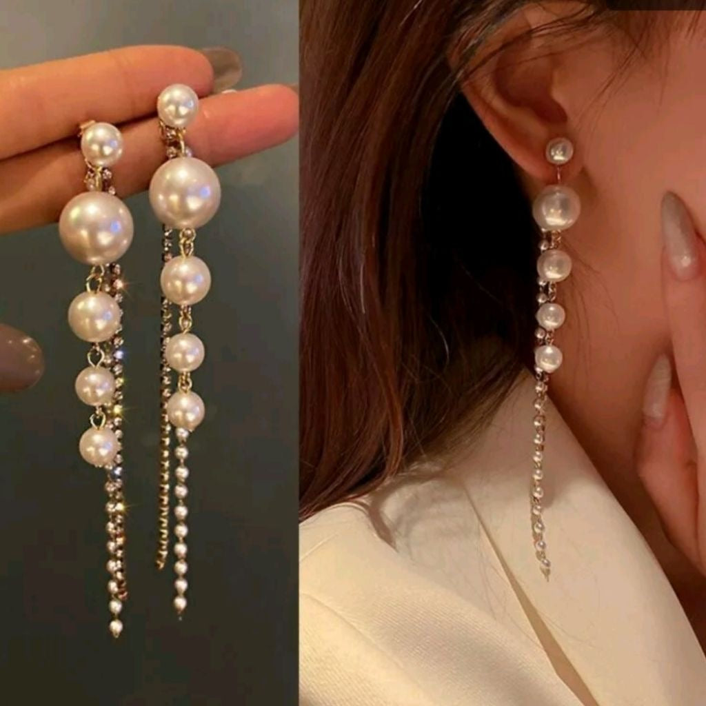 Pearl Gold Dangle Korean Quirky Earring