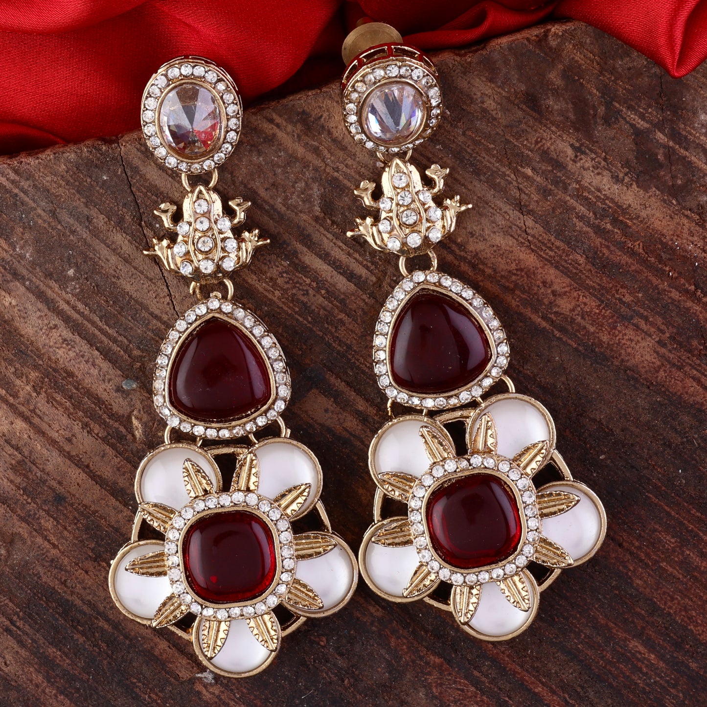 Ruby Asher Designer Earring with Premium Monalisa and Zircone Stone Detailing