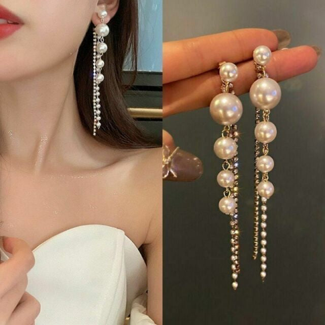 Pearl Gold Dangle Korean Quirky Earring