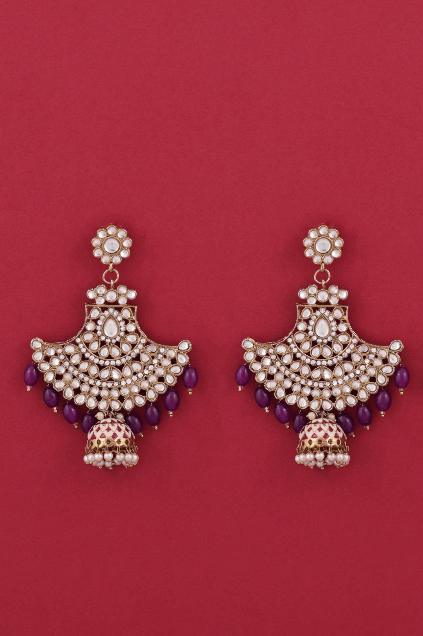 Purple Sabita Designer Meenakari Jhumka Earring