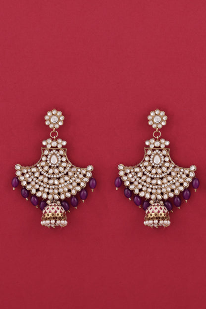 Purple Sabita Designer Meenakari Jhumka Earring