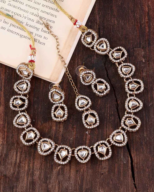 Ramya Polki Dupe Necklace with Earring and Teeka