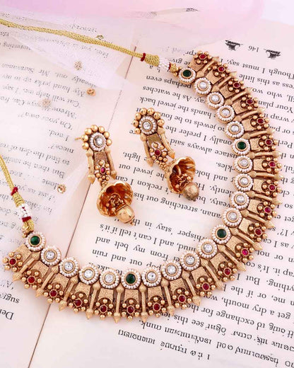 Damyanti Premium Rajwada Necklace with Jhumki Earring