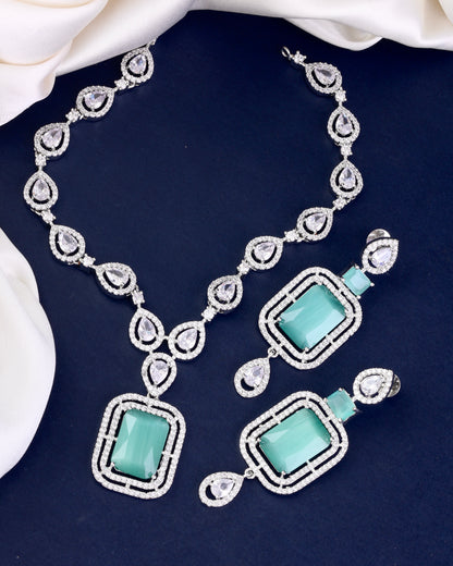 Mint Green Abeni American Diamond Necklace Set
