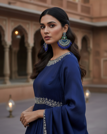 Blue Mayank Designer Chandbali Earring