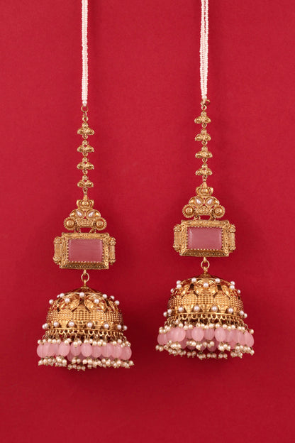 Gold Blush Jhankaar Statement Jhumka