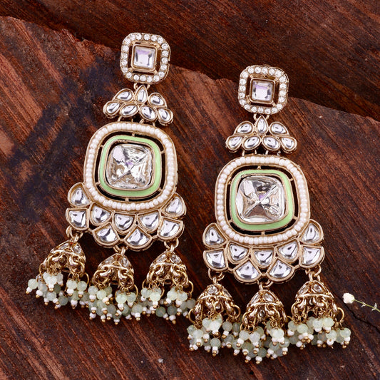 Mint Green Anay Designer Earring with Jhumki Detailing