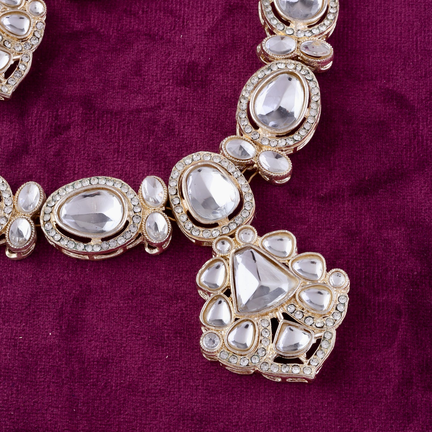 Gold Nirvani Polki Dupe Necklace with Earring