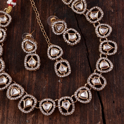 Ramya Polki Dupe Necklace with Earring and Teeka