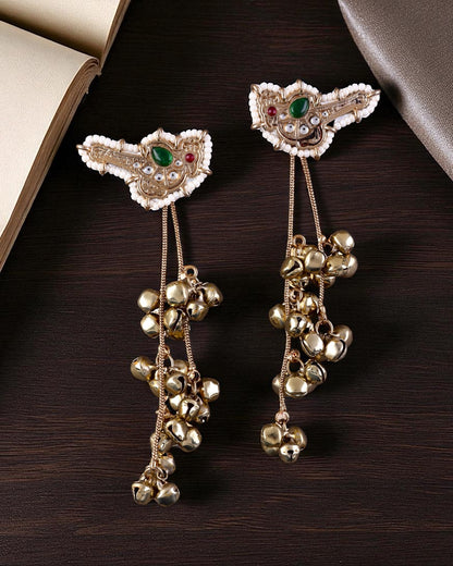 Green Koel Kashmiri Look Ghunghru Earring with De-attachable String