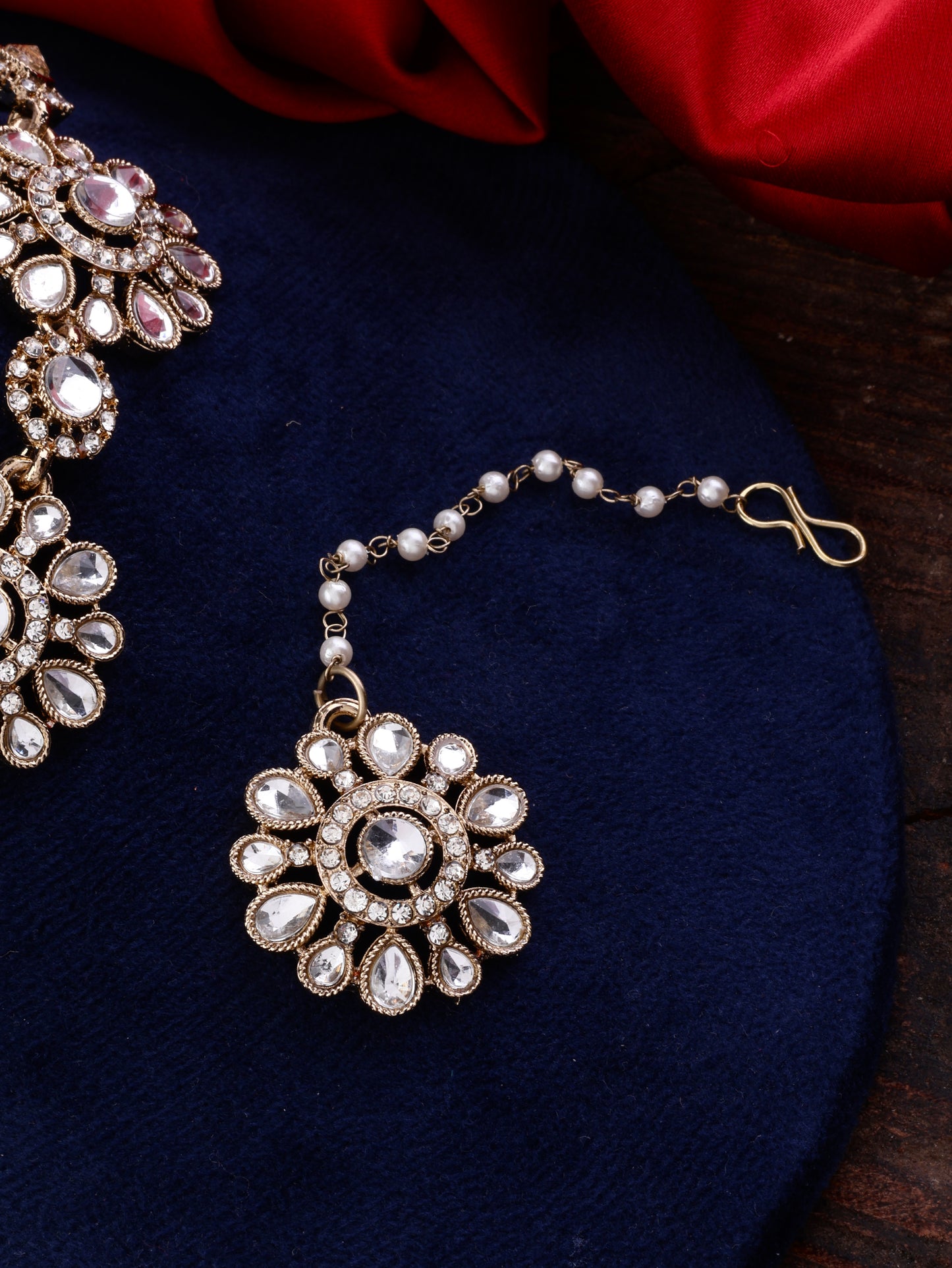 Tithi Indo Western Necklace With Earrings and Teeka