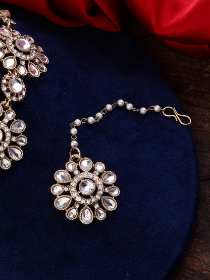 Tithi Indo Western Necklace With Earrings and Teeka