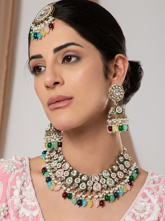 Multi Lavitha Necklace Earring with Teeka