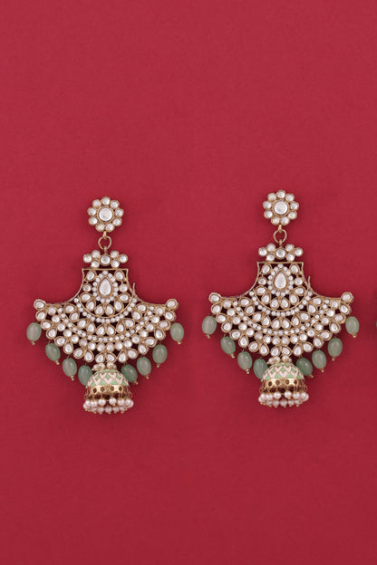 Mint Green Sabita Designer Meenakari Jhumka Earring