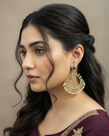 Amber Gold Chandbali Earring