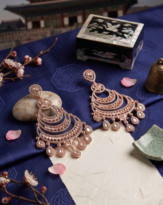 Rose Gold Quvira American Diamond Zircone Chandbali