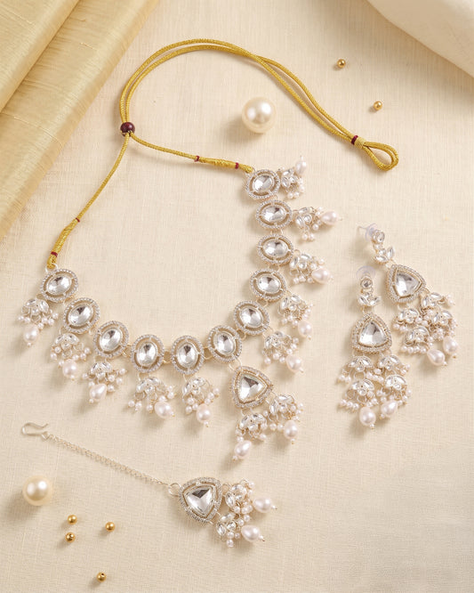 Ojasra Zircone Polki Dupe Necklace Set