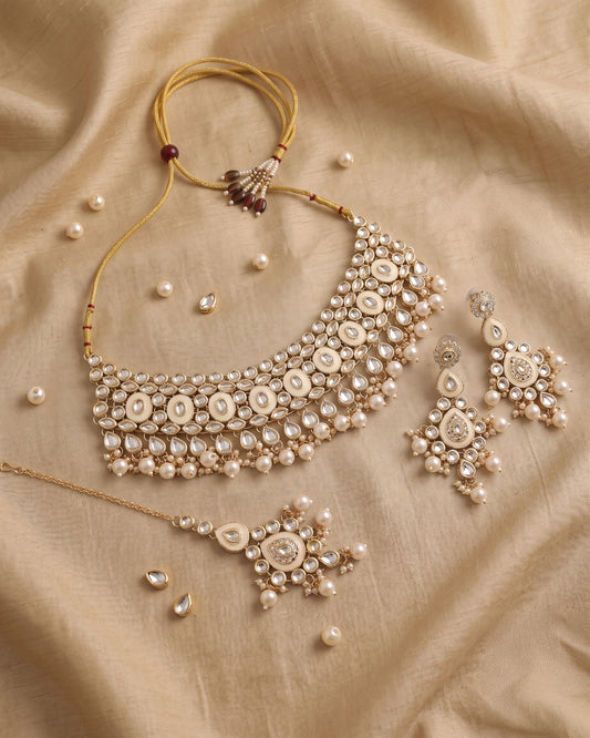 Pearl Devshriya Premium Zircone Meena Necklace Set
