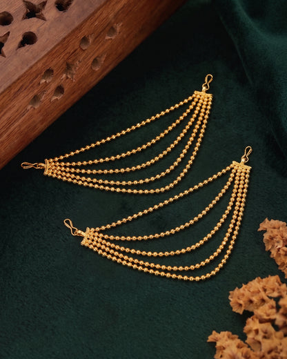Gold Hemangini Bahubali Kaan Chain Pair