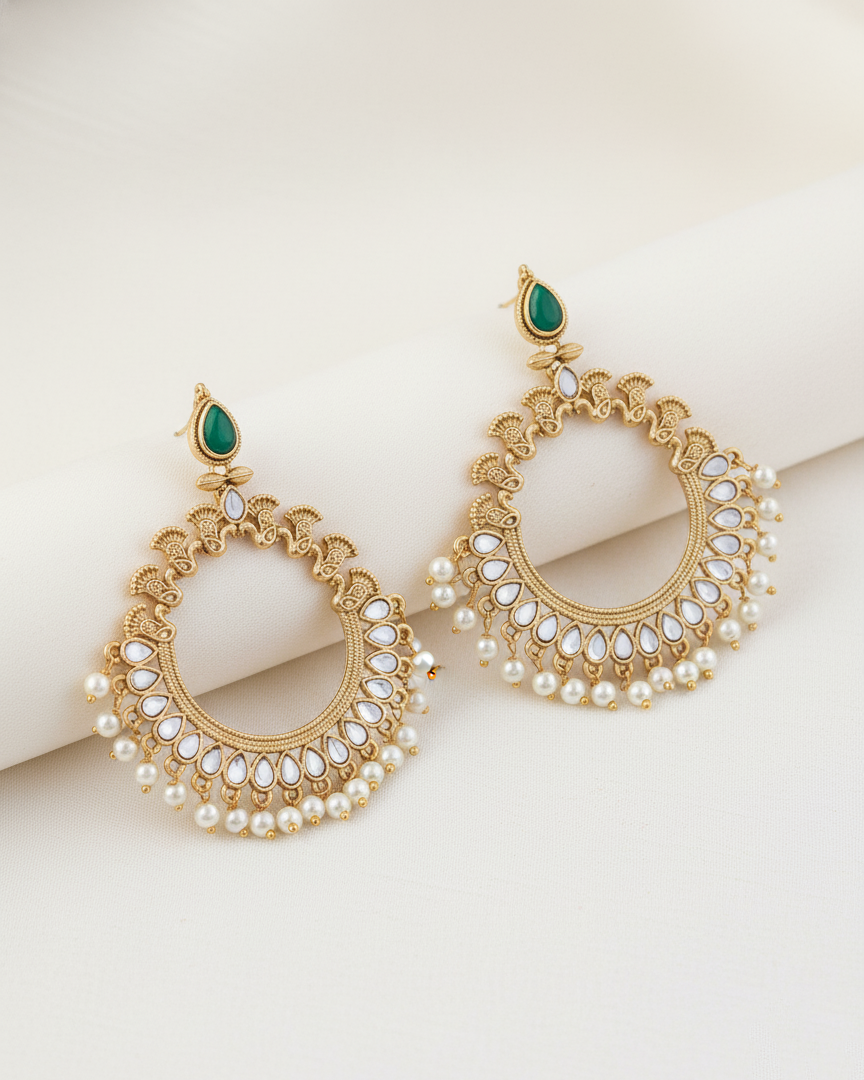 Amber Gold Chandbali Earring