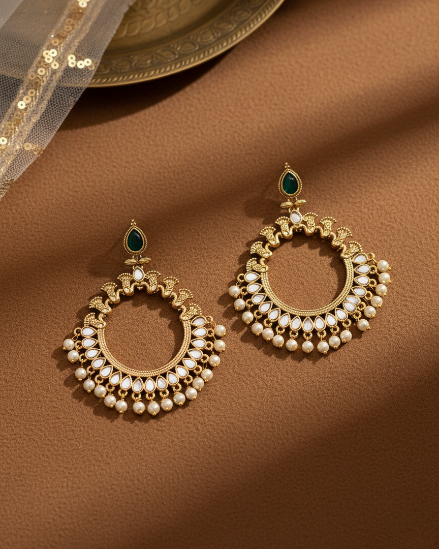 Amber Gold Chandbali Earring