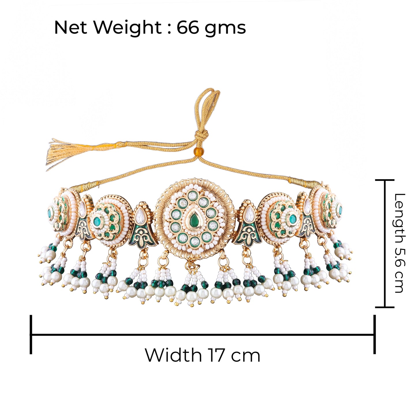 Green Ahilya Rajwada Choker set with Earring