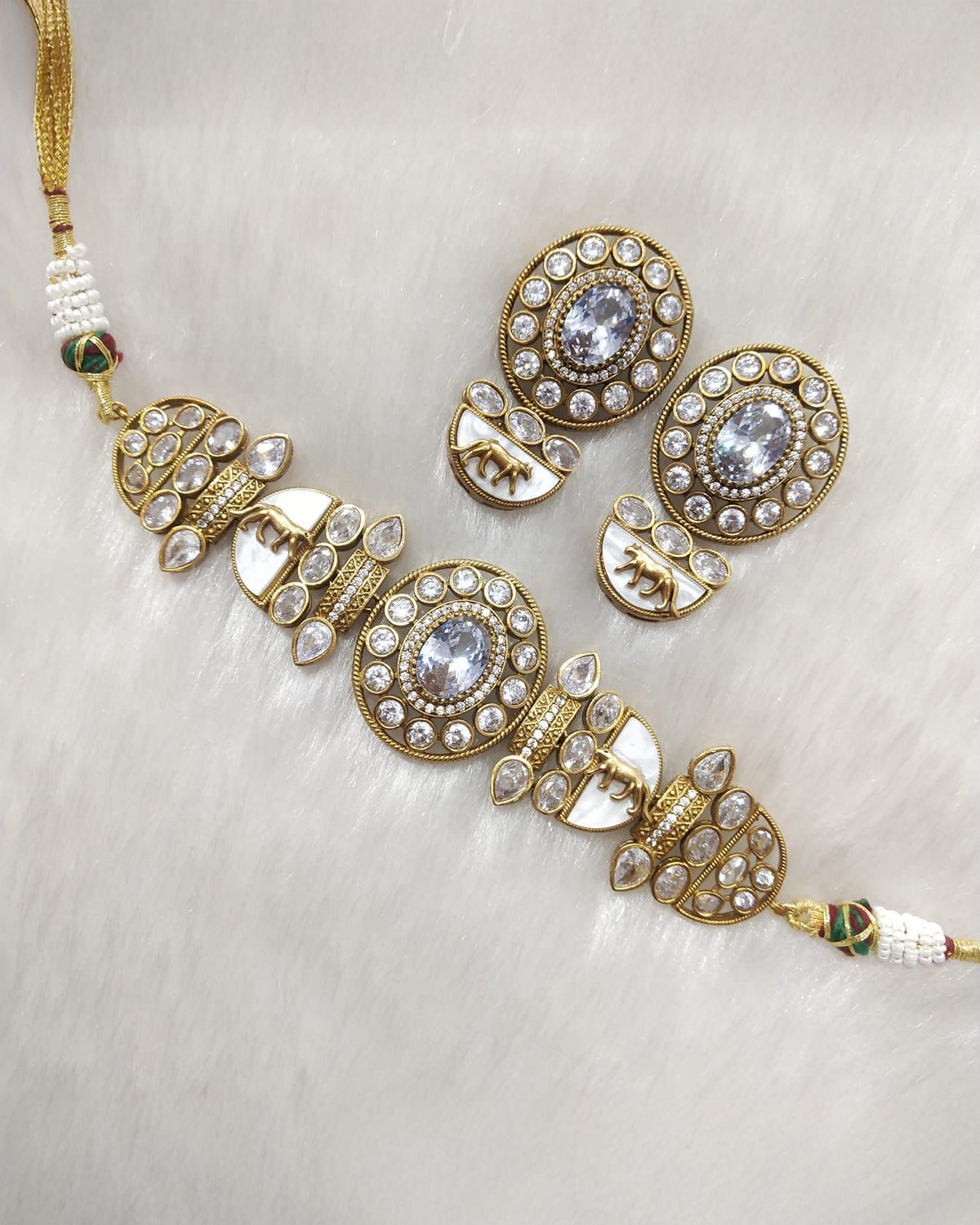 Silver Aishani Premium Sabya Inspired Necklace with Earring