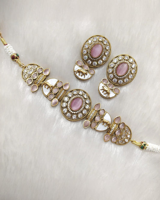 Blush Aishani Premium Sabya Inspired Necklace with Earring
