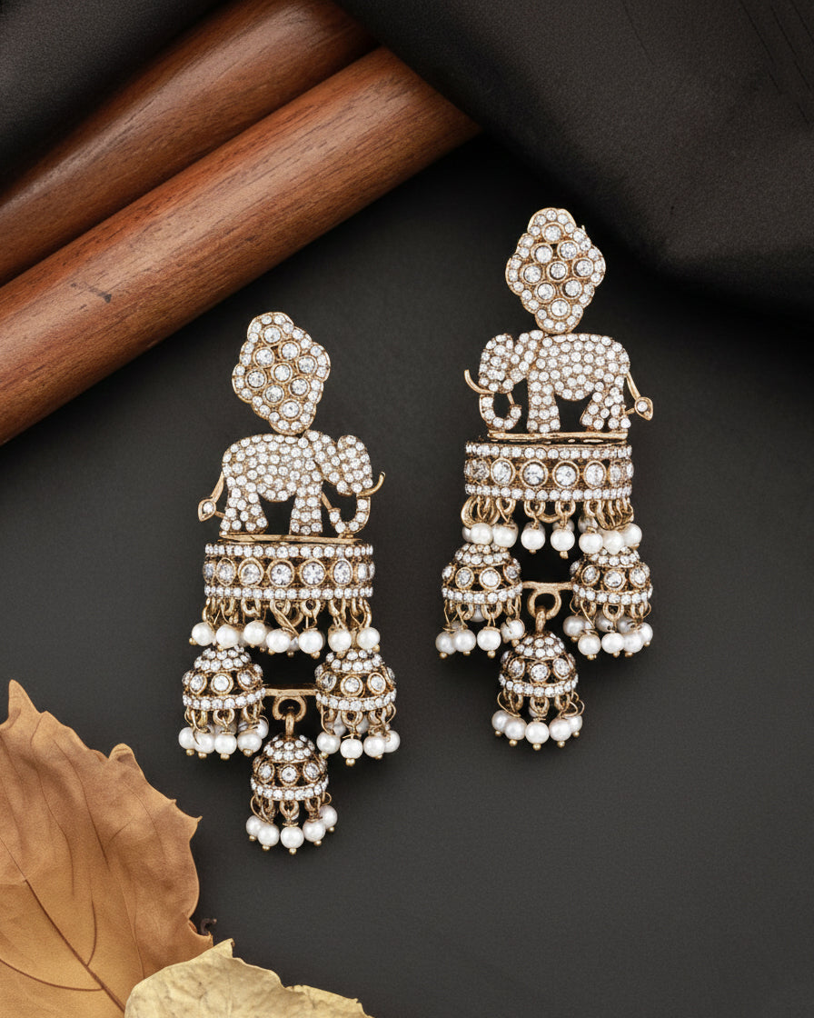 Gold Alveena Premium Designer Statement Earring