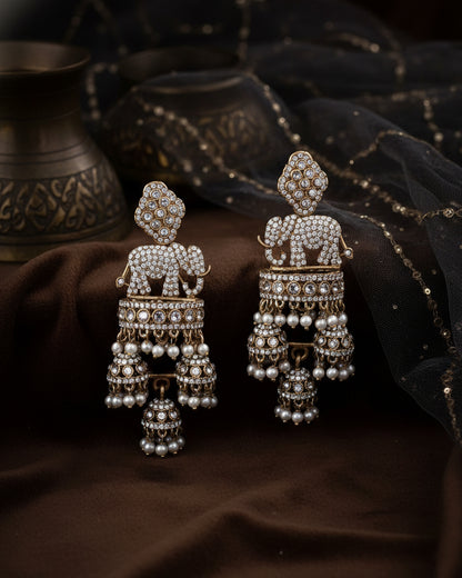 Gold Alveena Premium Designer Statement Earring