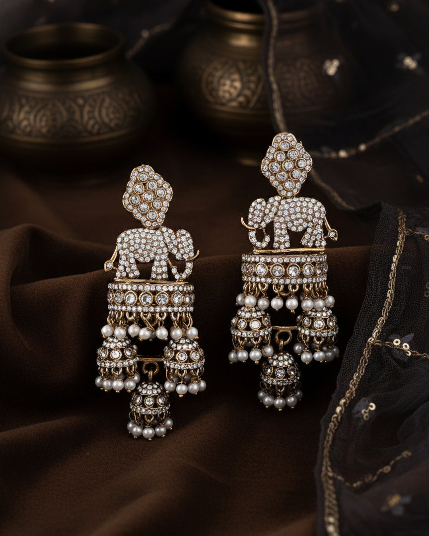 Gold Alveena Premium Designer Statement Earring