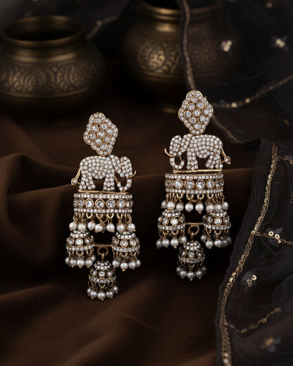 Gold Alveena Premium Designer Statement Earring