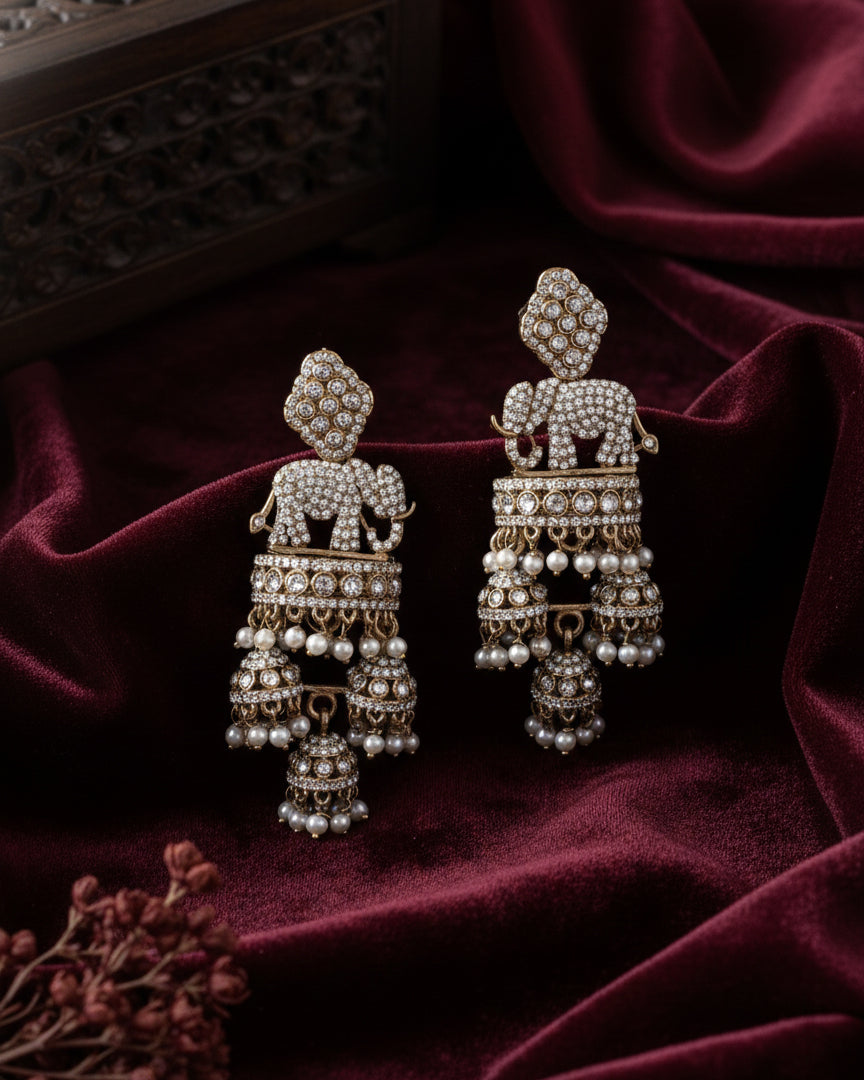 Gold Alveena Premium Designer Statement Earring