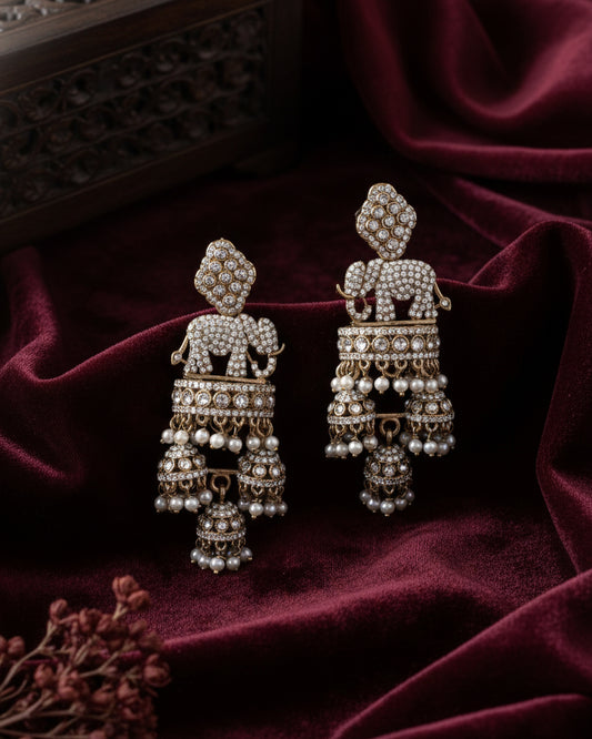 Gold Alveena Premium Designer Statement Earring