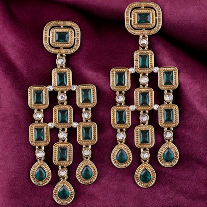 Green Anshita Gold Designer Earring