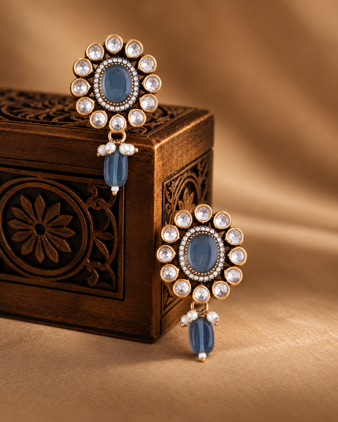 Blue Alizeh Monalisa Antique Designer Stud Earring