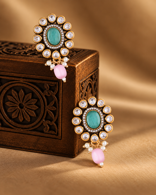 Mint Blush Alizeh Monalisa Antique Designer Stud Earring