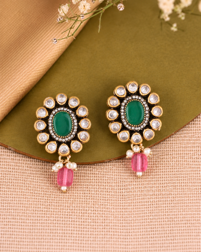 Green Ruby Alizeh Monalisa Antique Designer Stud Earring