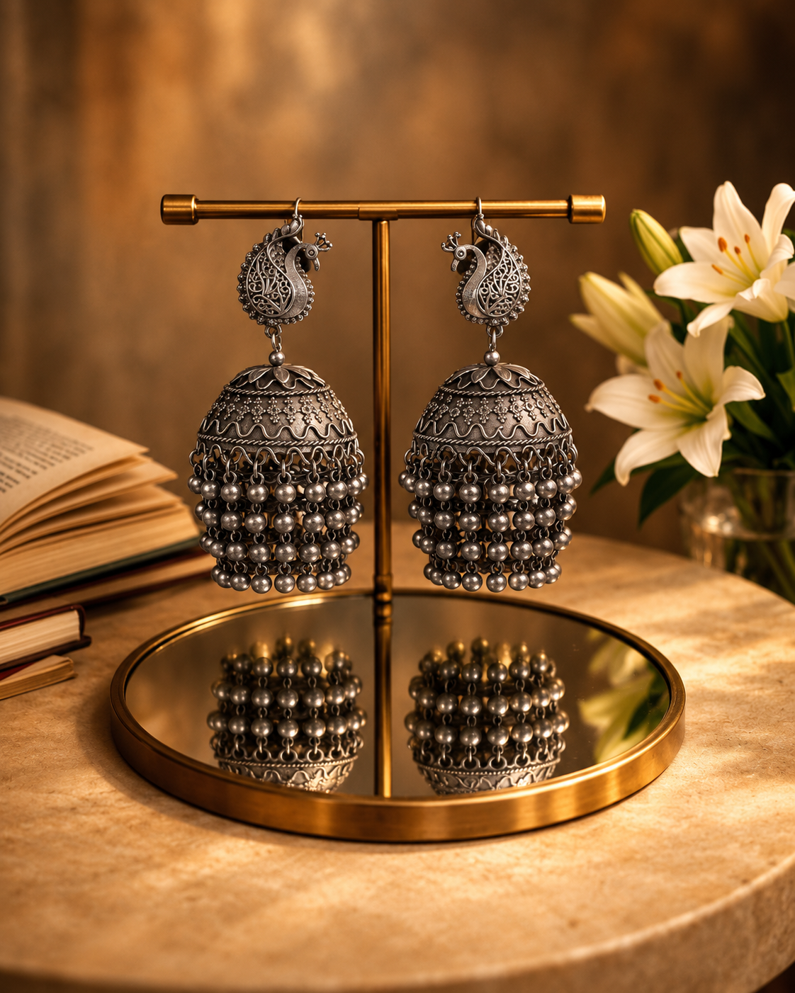 Ayzelle Oxidised Jhumka Earrings
