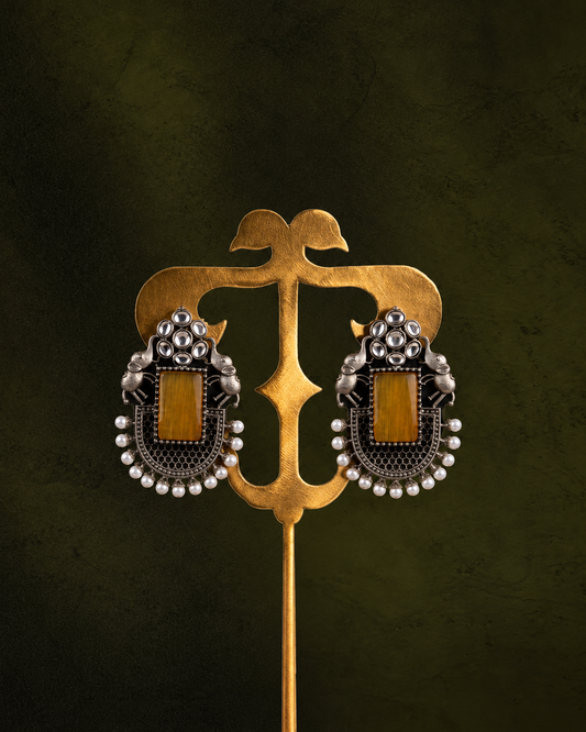 Yellow Zarposh Oxidised Earrings