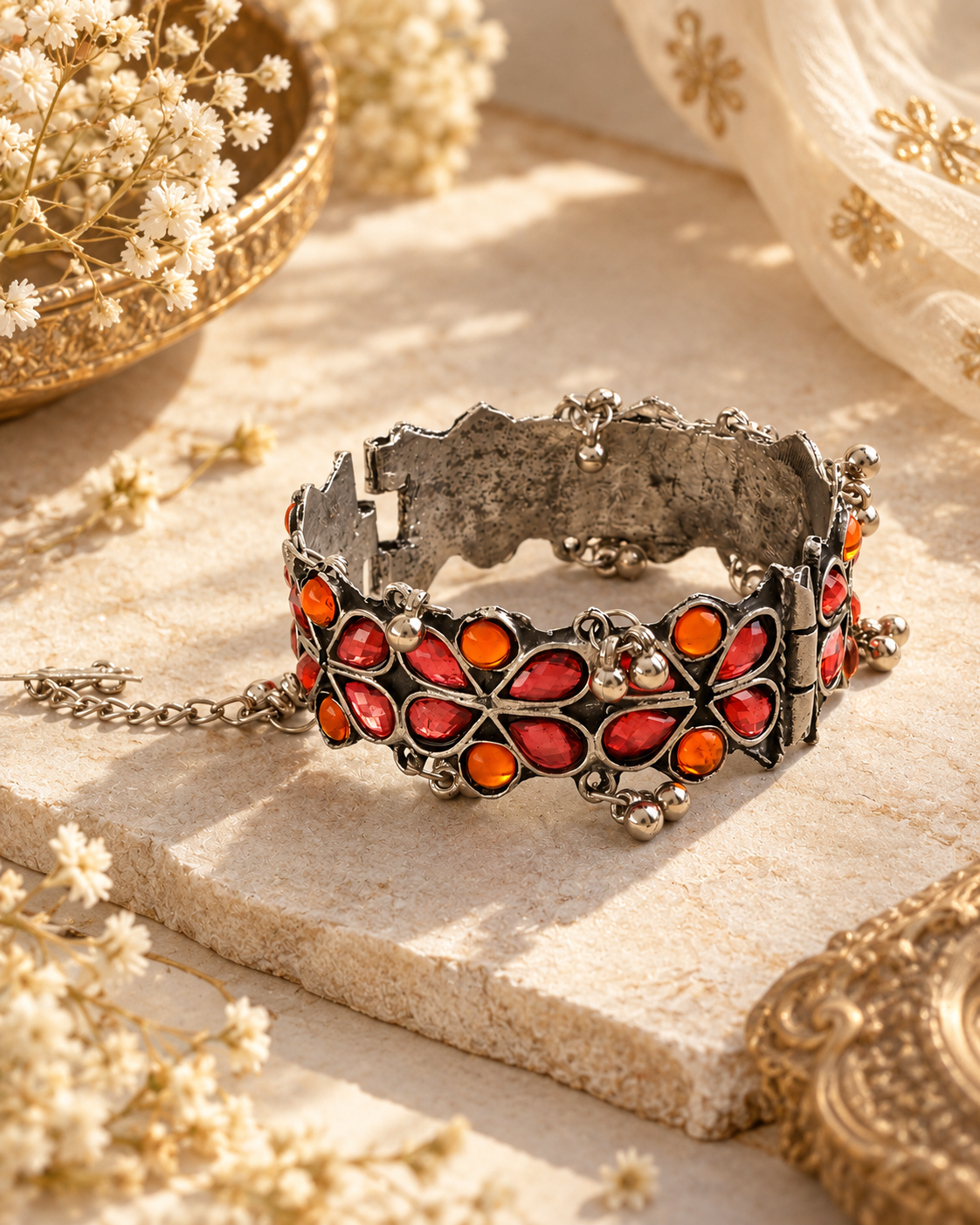Pink Orange Mehrzaan Oxidised Bracelet