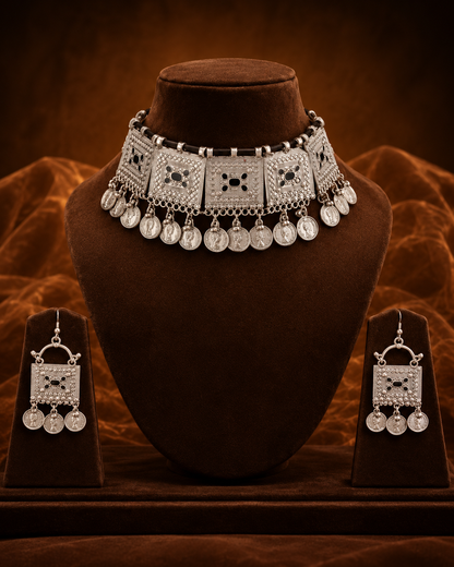 Rangsaaz Oxidised Necklace Set With Earring