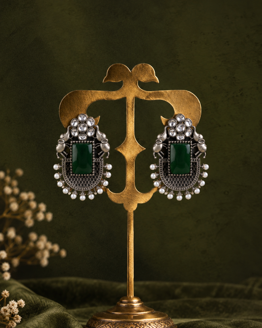Green Zarposh Oxidised Earrings