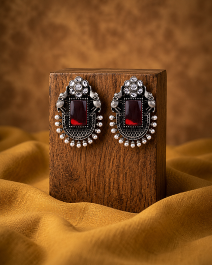 Red Zarposh Oxidised Earrings