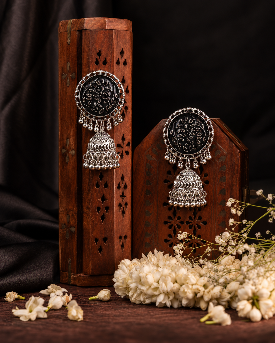 Gulmeher Oxidised Jhumki Earrings